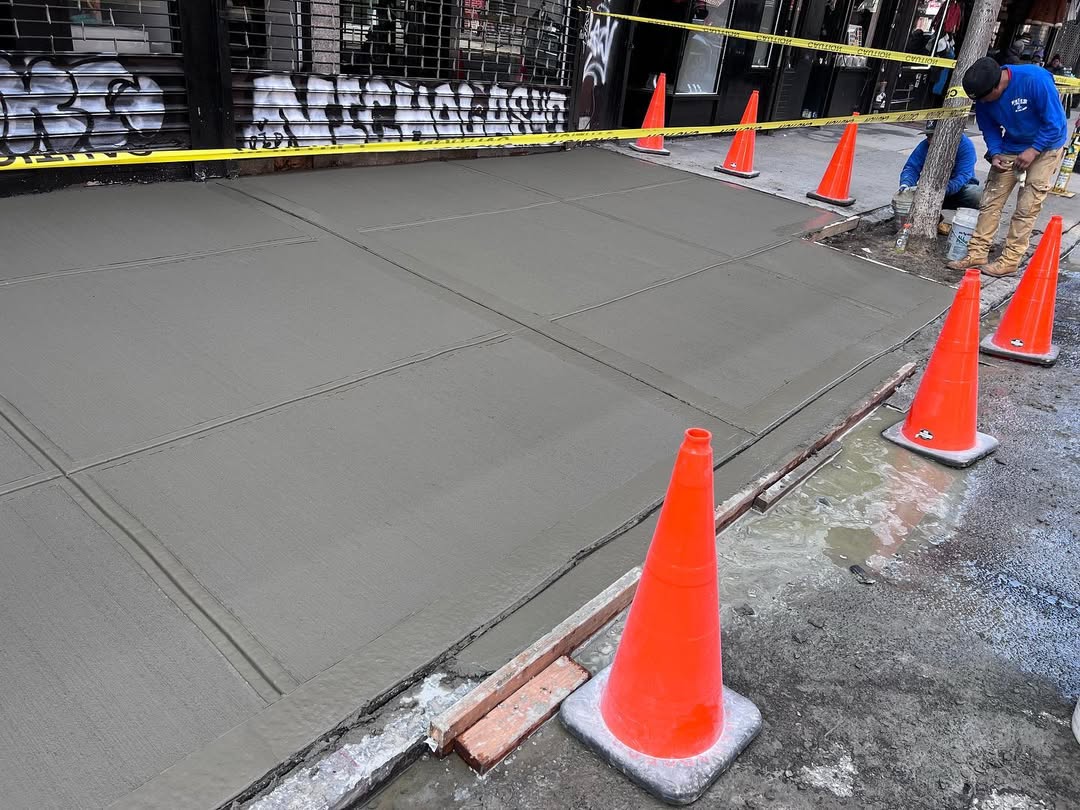 Sidewalk marked for cutting
