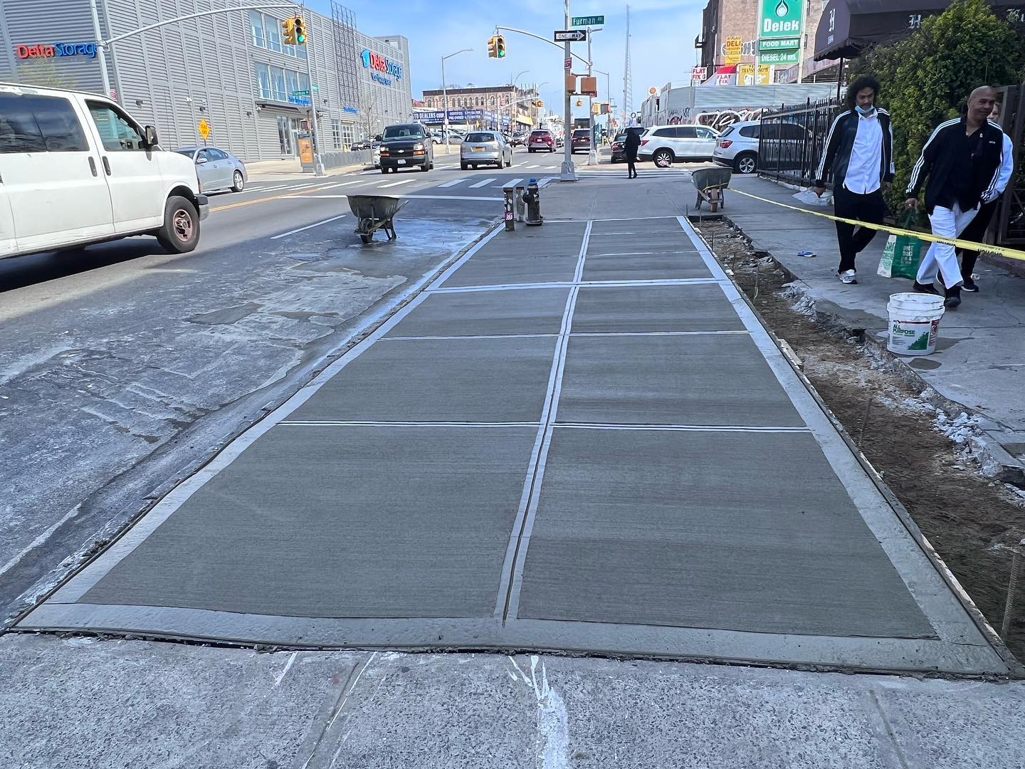 Concrete sidewalk. New concrete sidewalk.
                                        